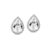 עגילי טיפה כסף - עגילי טיפה משובצים זרקונים